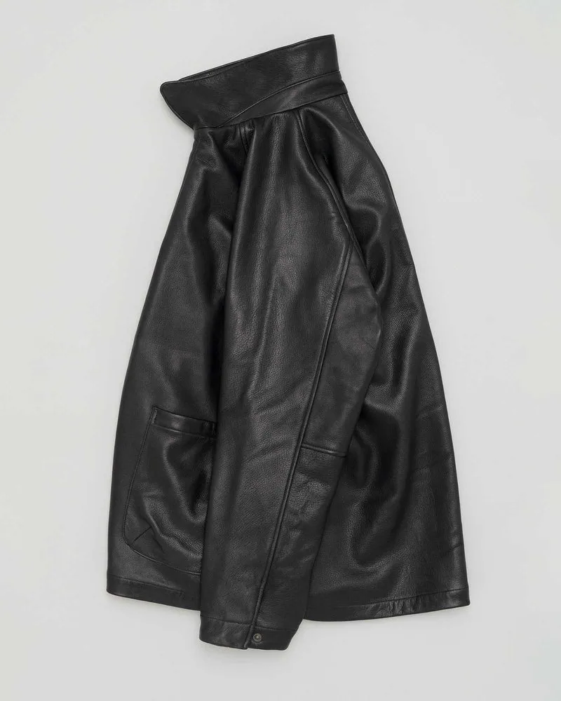 Leather Half Coat - Brown Charcoal