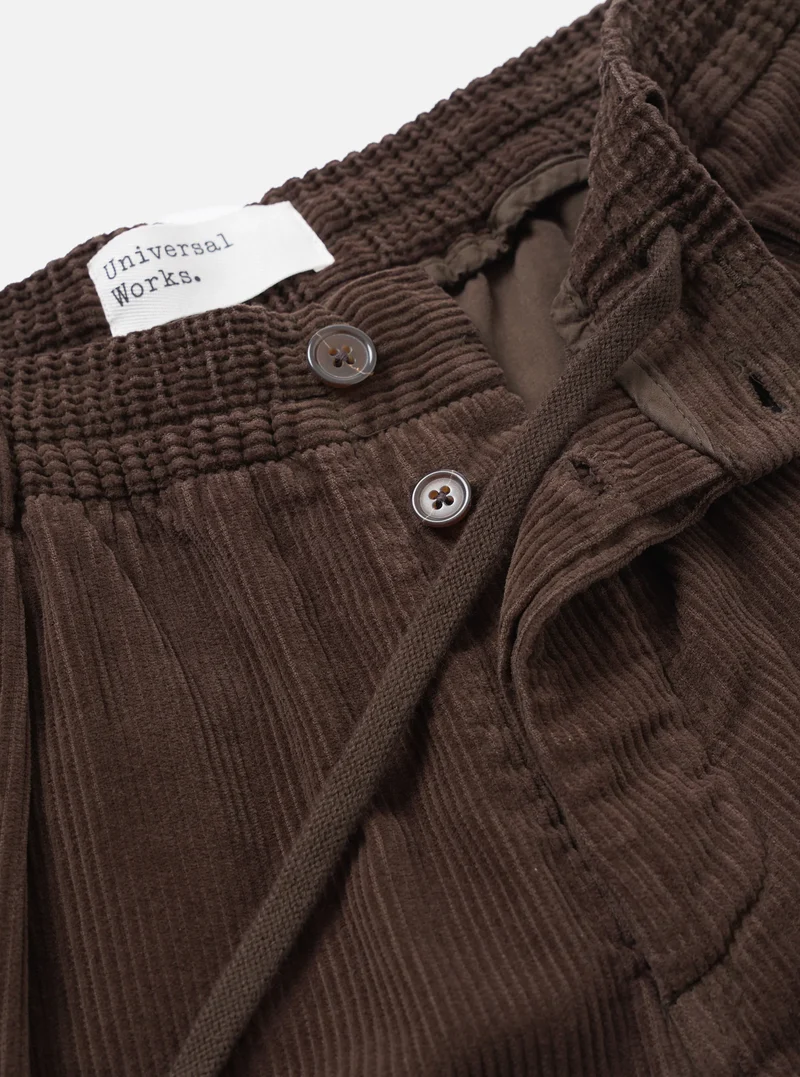 Cord Pleated Track Pant - Cacao