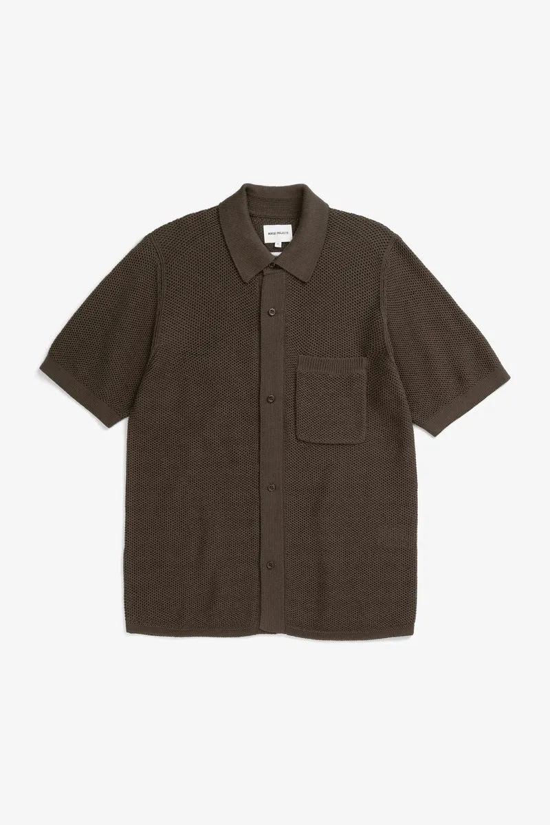 Norse Projects - Fredensborg Mercerised Cotton Knitted shirt - Coffee
