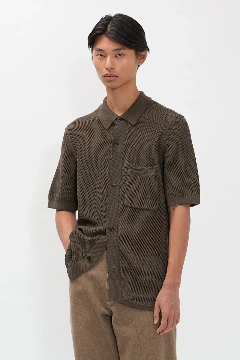 Norse Projects - Fredensborg Mercerised Cotton Knitted shirt - Coffee