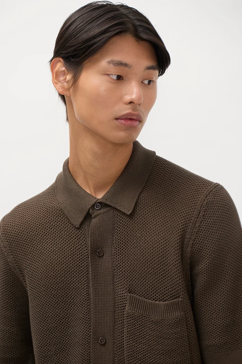 Norse Projects - Fredensborg Mercerised Cotton Knitted shirt - Coffee