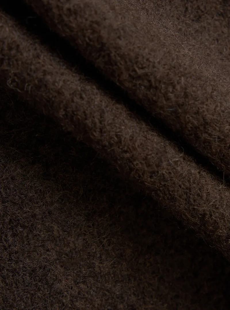Wool Fleece Cardigan - Brown/indigo