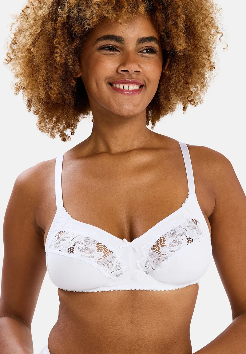 Lot de 3 soutiens-gorge Coton d'Arum Noir, Blanc et Rose Pivoine d'Argent