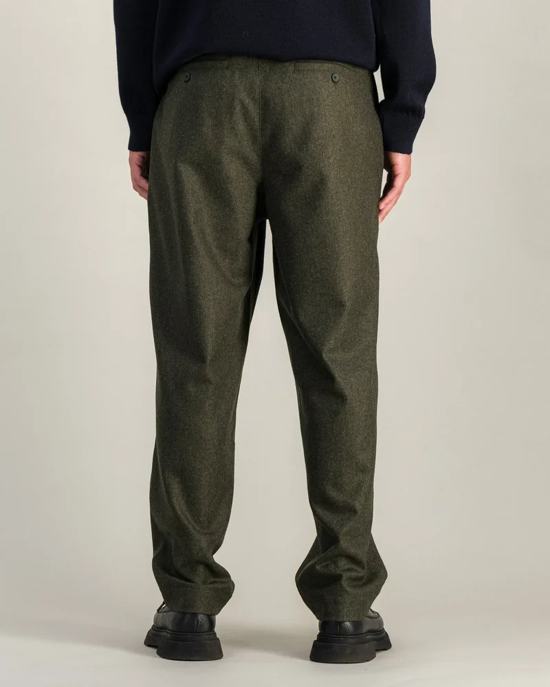 Double Pleats Flannel pants - Olive