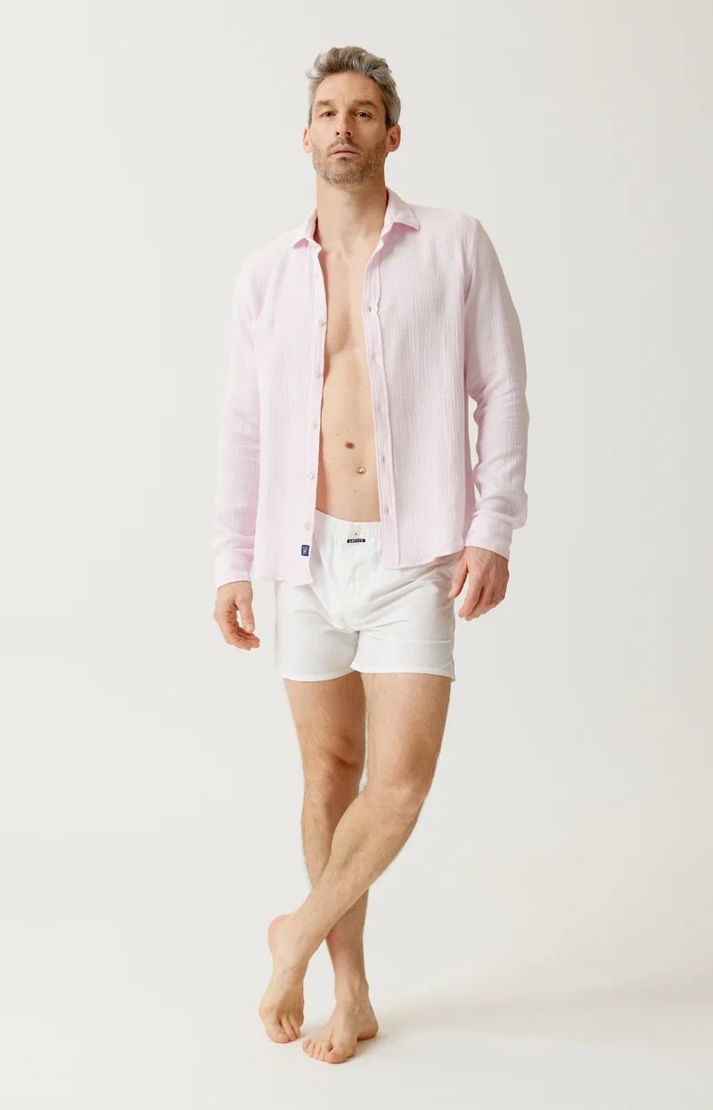 Chemise manches longues en gaze de coton - Rose