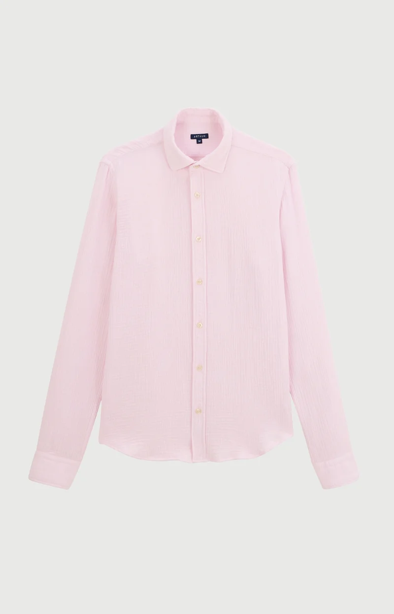Chemise manches longues en gaze de coton - Rose