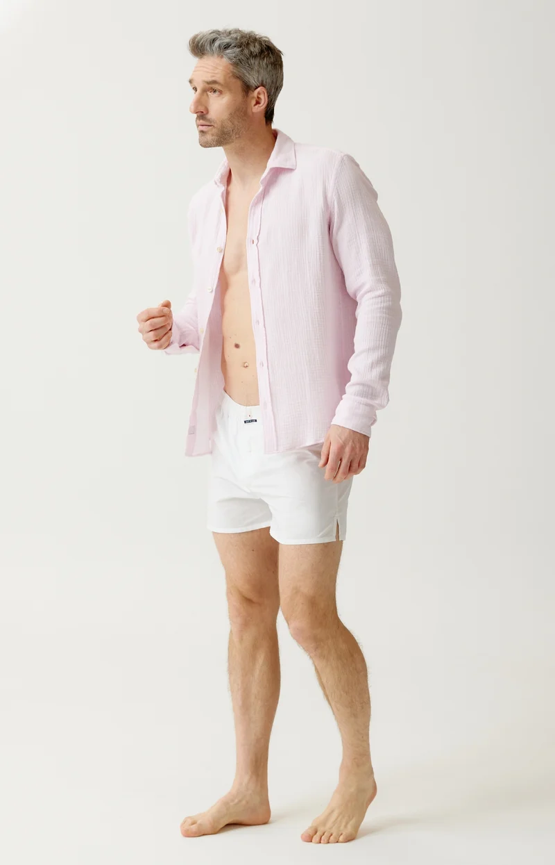 Chemise manches longues en gaze de coton - Rose