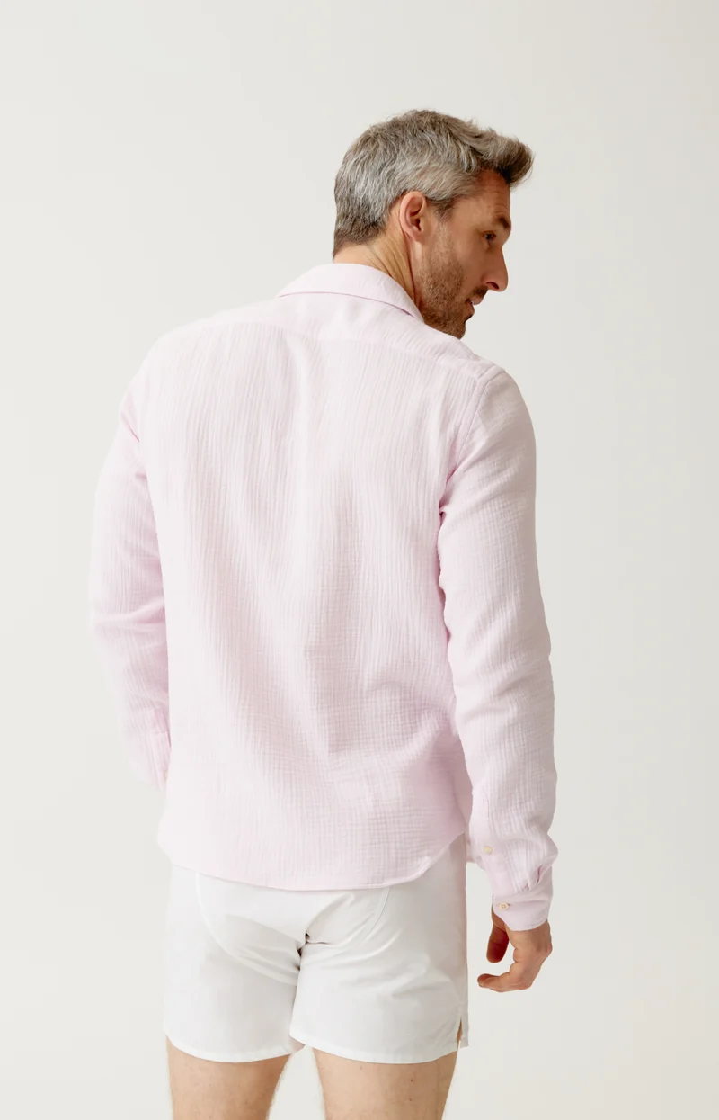 Chemise manches longues en gaze de coton - Rose