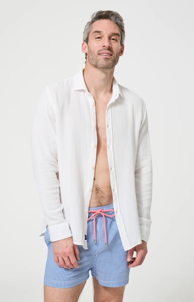Chemise manches longues en gaze de coton - White