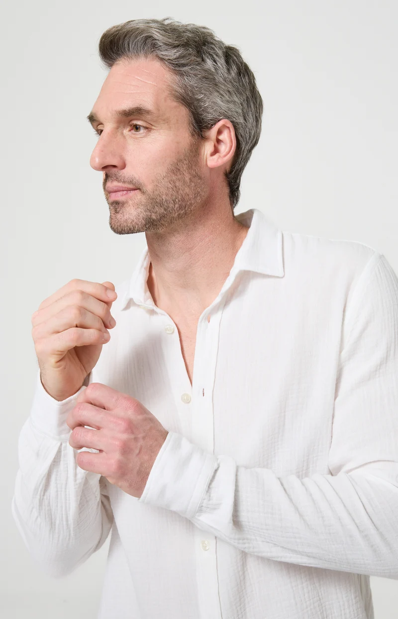 Chemise manches longues en gaze de coton - White