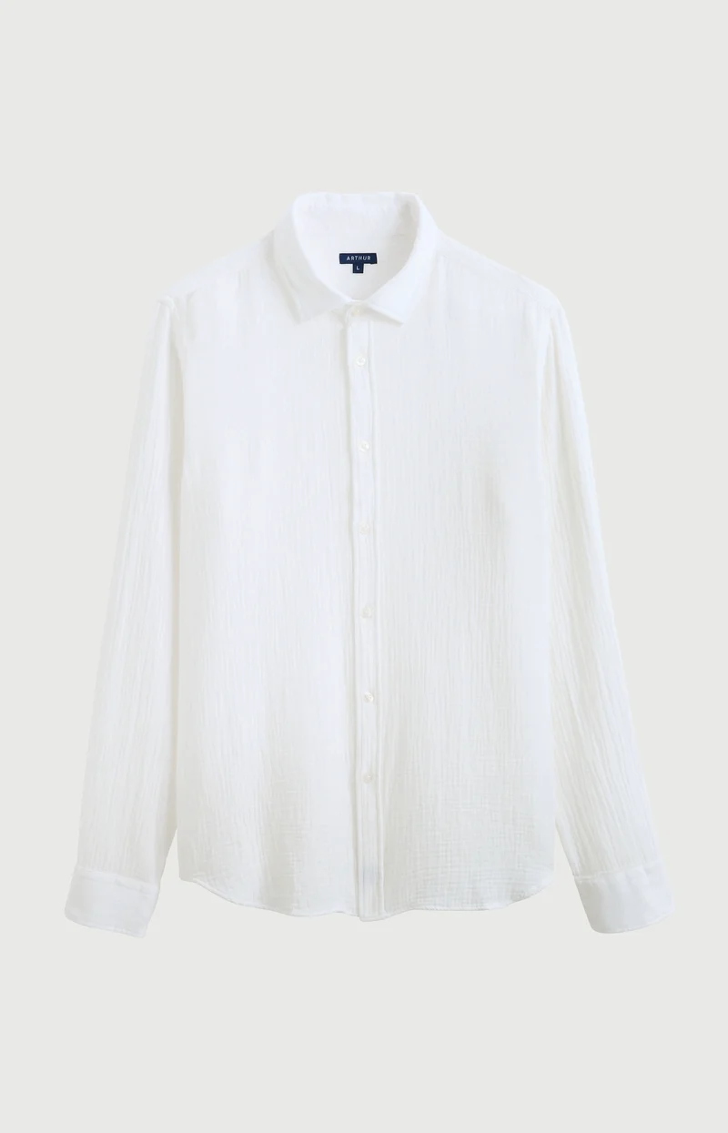 Chemise manches longues en gaze de coton - White