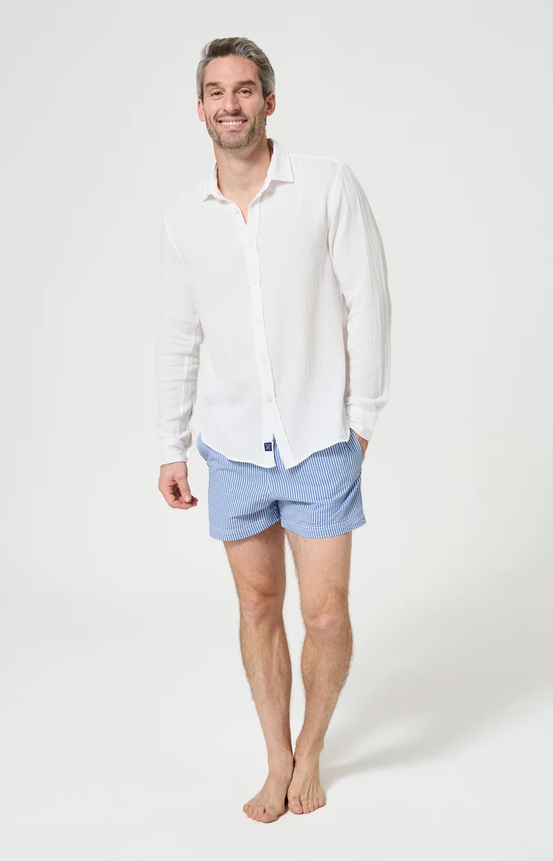 Chemise manches longues en gaze de coton - White