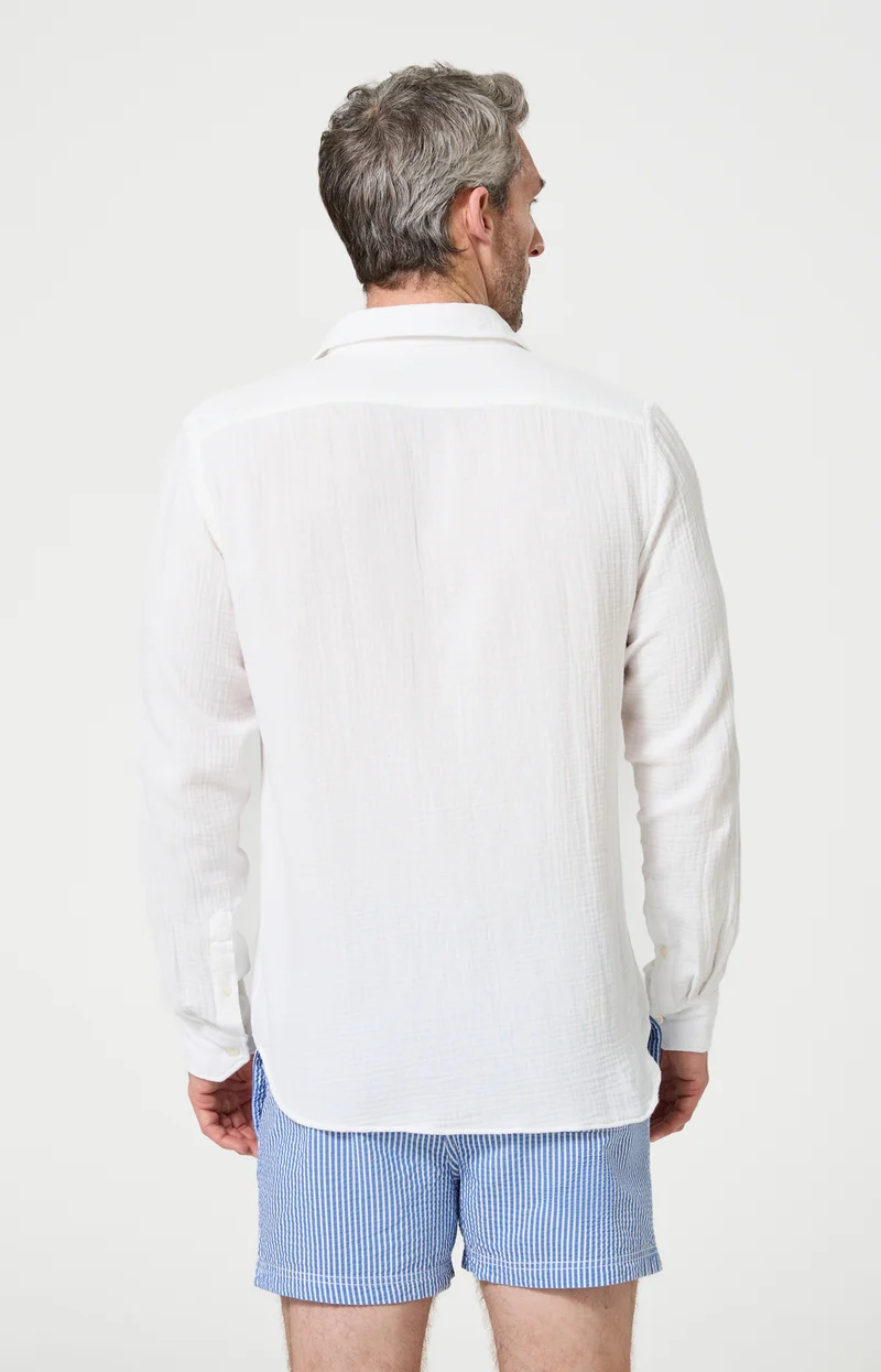 Chemise manches longues en gaze de coton - White