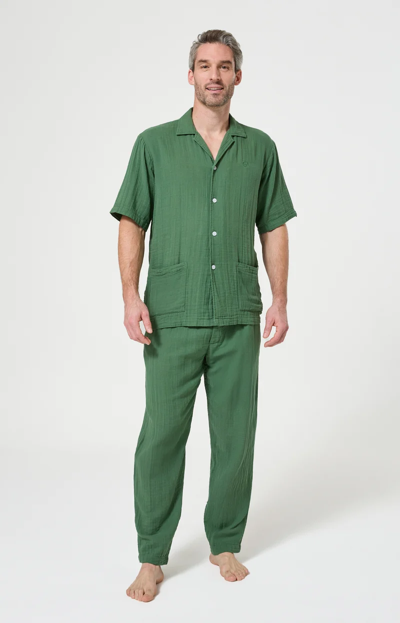 Pyjama boutonné en gaze de coton - Mousse