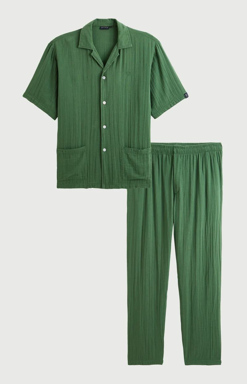 Pyjama boutonné en gaze de coton - Mousse