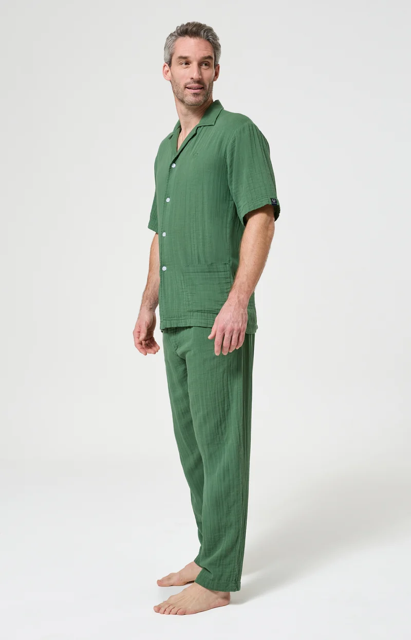 Pyjama boutonné en gaze de coton - Mousse
