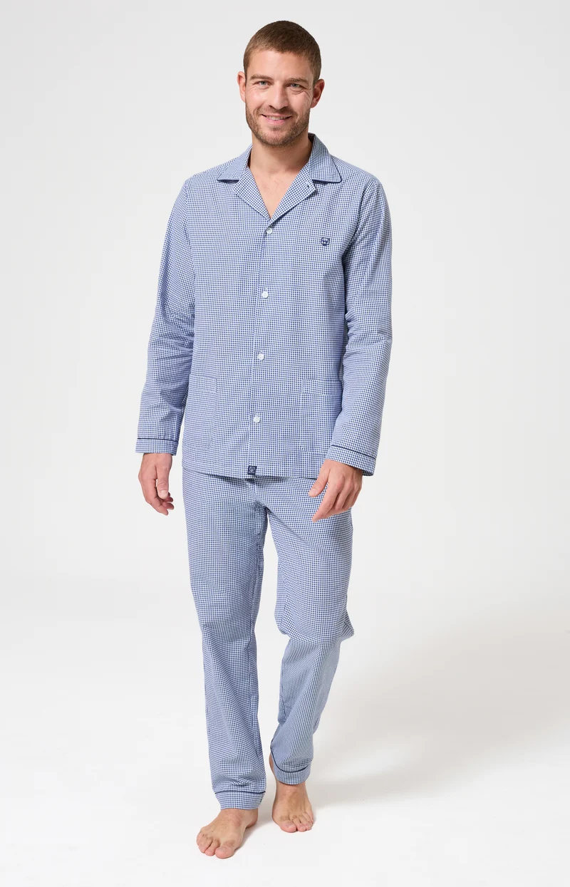 Pyjama boutonné en popeline de coton - Vichy