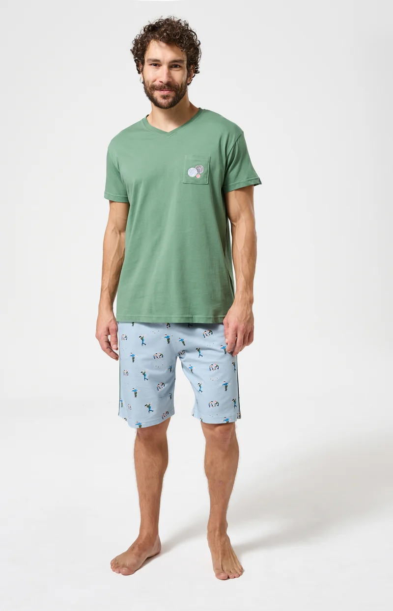 Pyjashort en jersey de coton léger - Pétanque