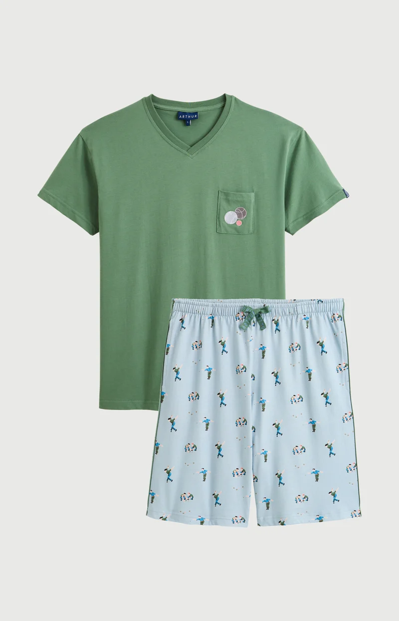 Pyjashort en jersey de coton léger - Pétanque
