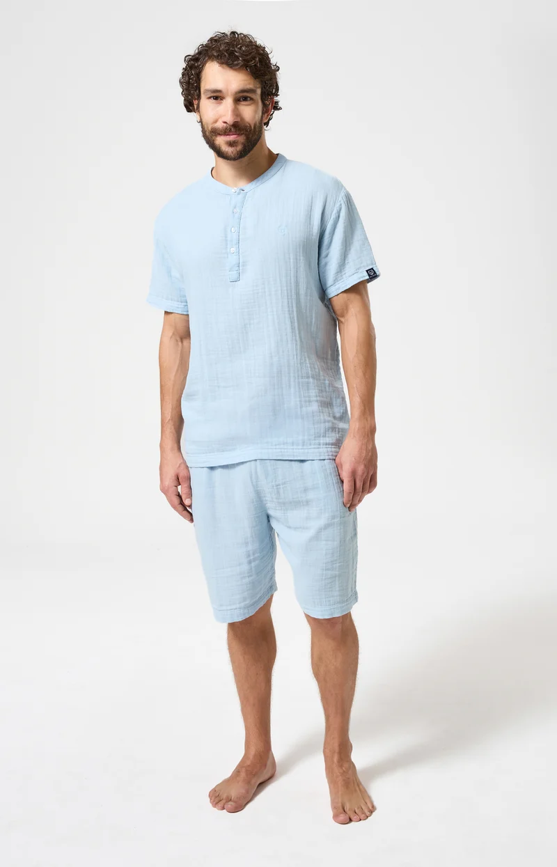 Pyjashort en gaze de coton - Brume d'été