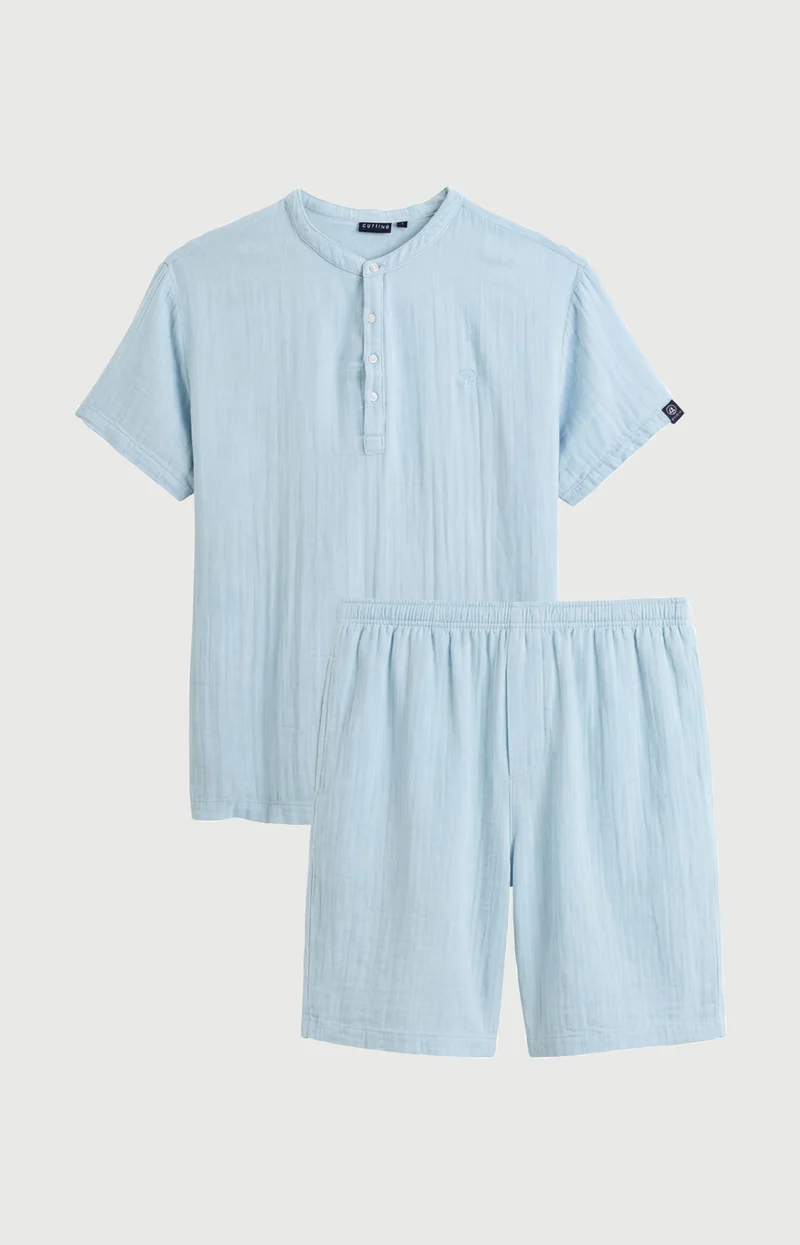 Pyjashort en gaze de coton - Brume d'été