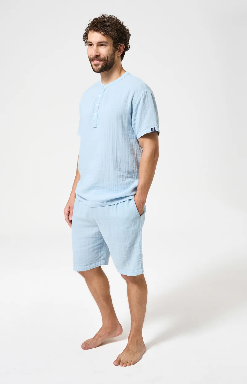 Pyjashort en gaze de coton - Brume d'été