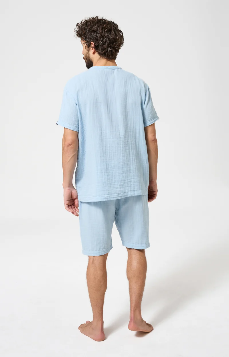 Pyjashort en gaze de coton - Brume d'été