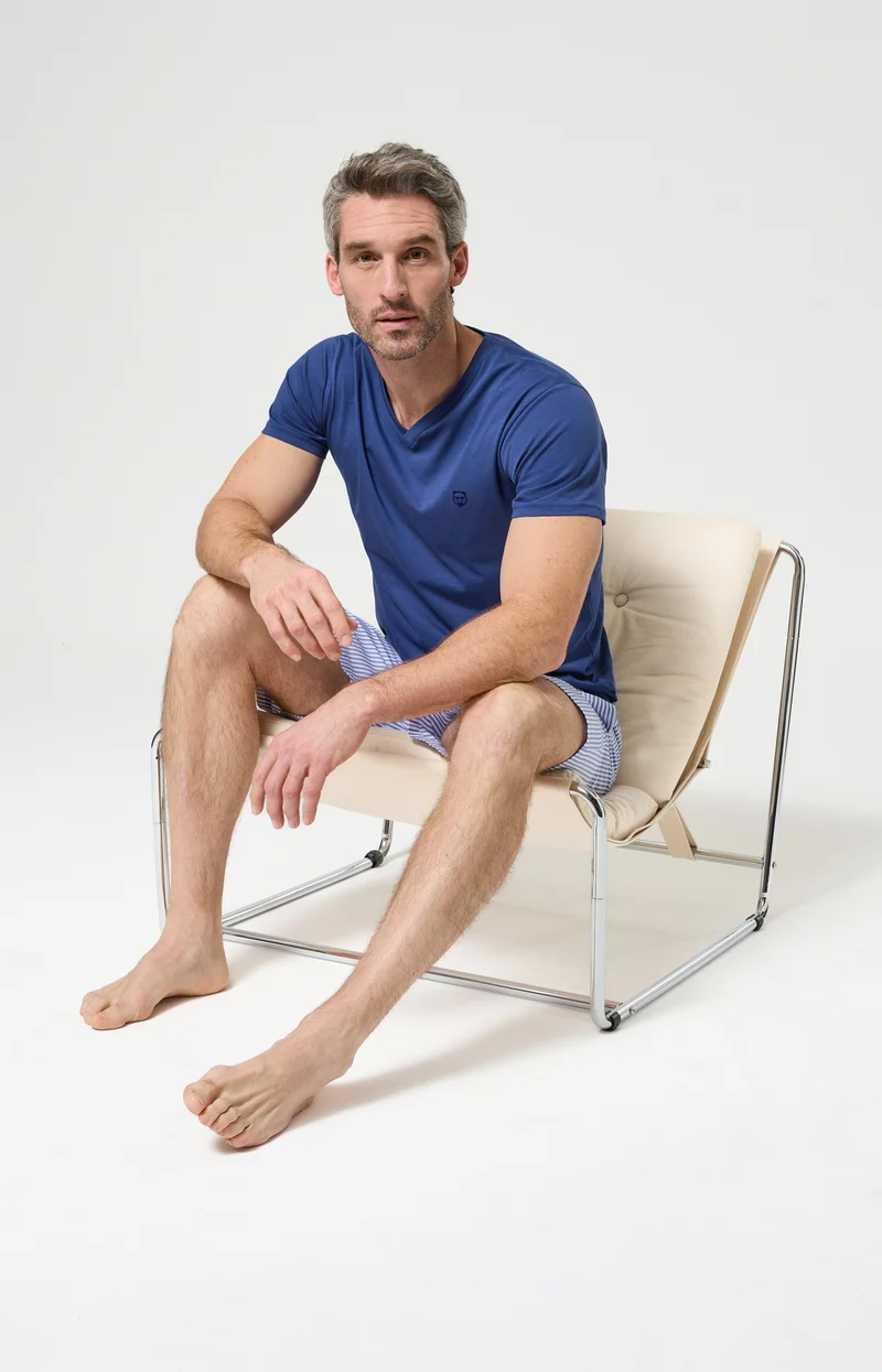 Tee-shirt en jersey de coton léger - Marin