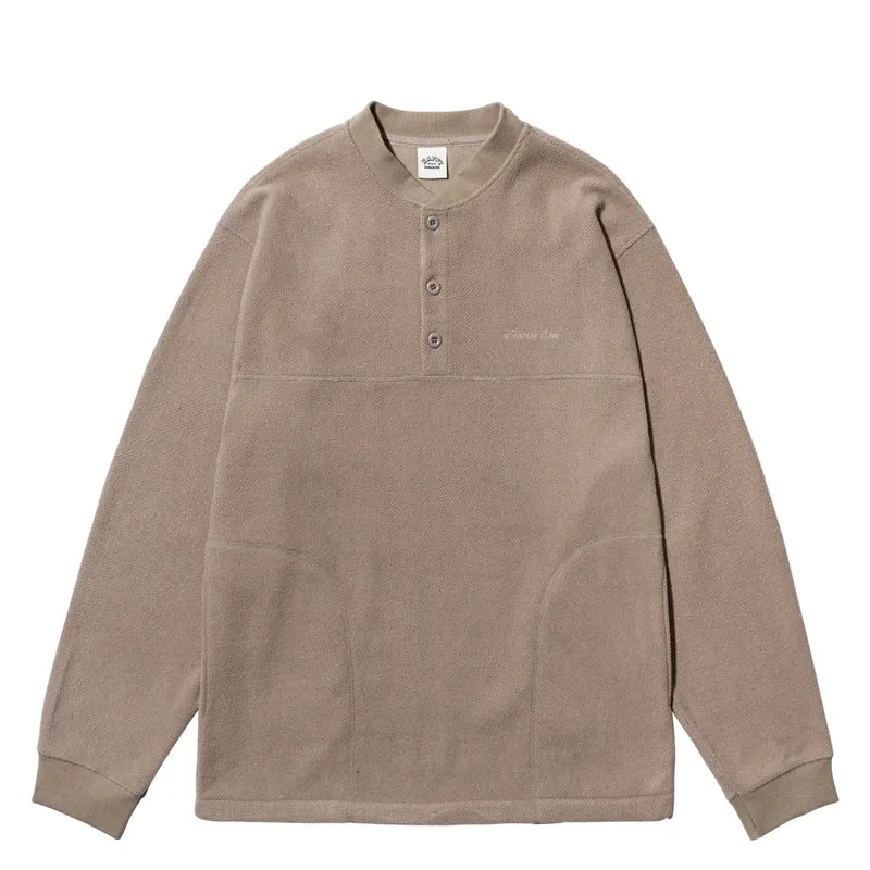 Fleece Waffle Button Anorak - Beige