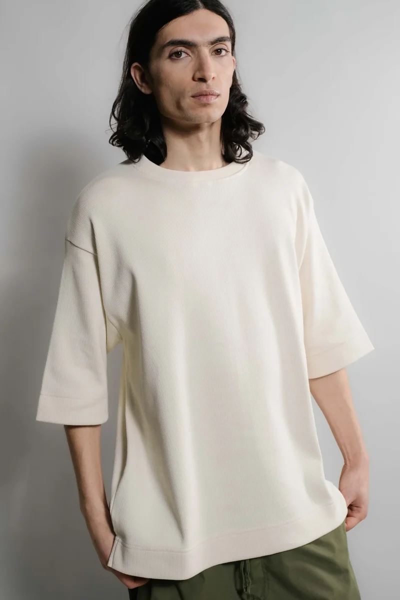 Nitto knitwear - Vahé manches courtes - Naturel