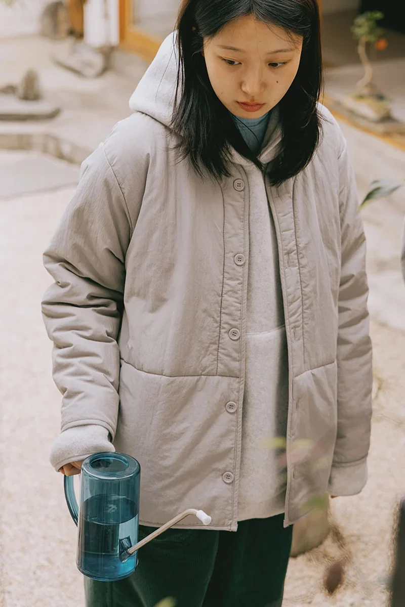 Sunrise Fleece Button Hoodie - White