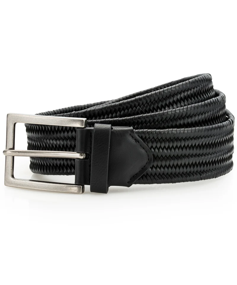Black - Leather braid belt