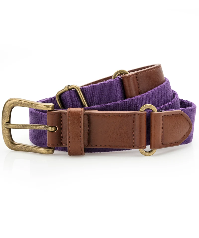 Purple - Faux leather and canvas belt