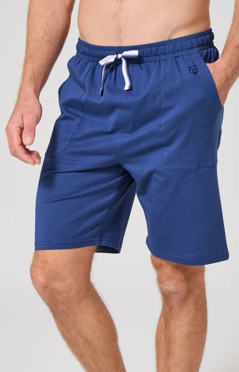 Short en jersey de coton léger - Bleu Marine