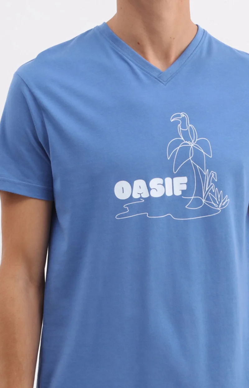 Pyjashort en jersey de coton léger - Oasif bleu