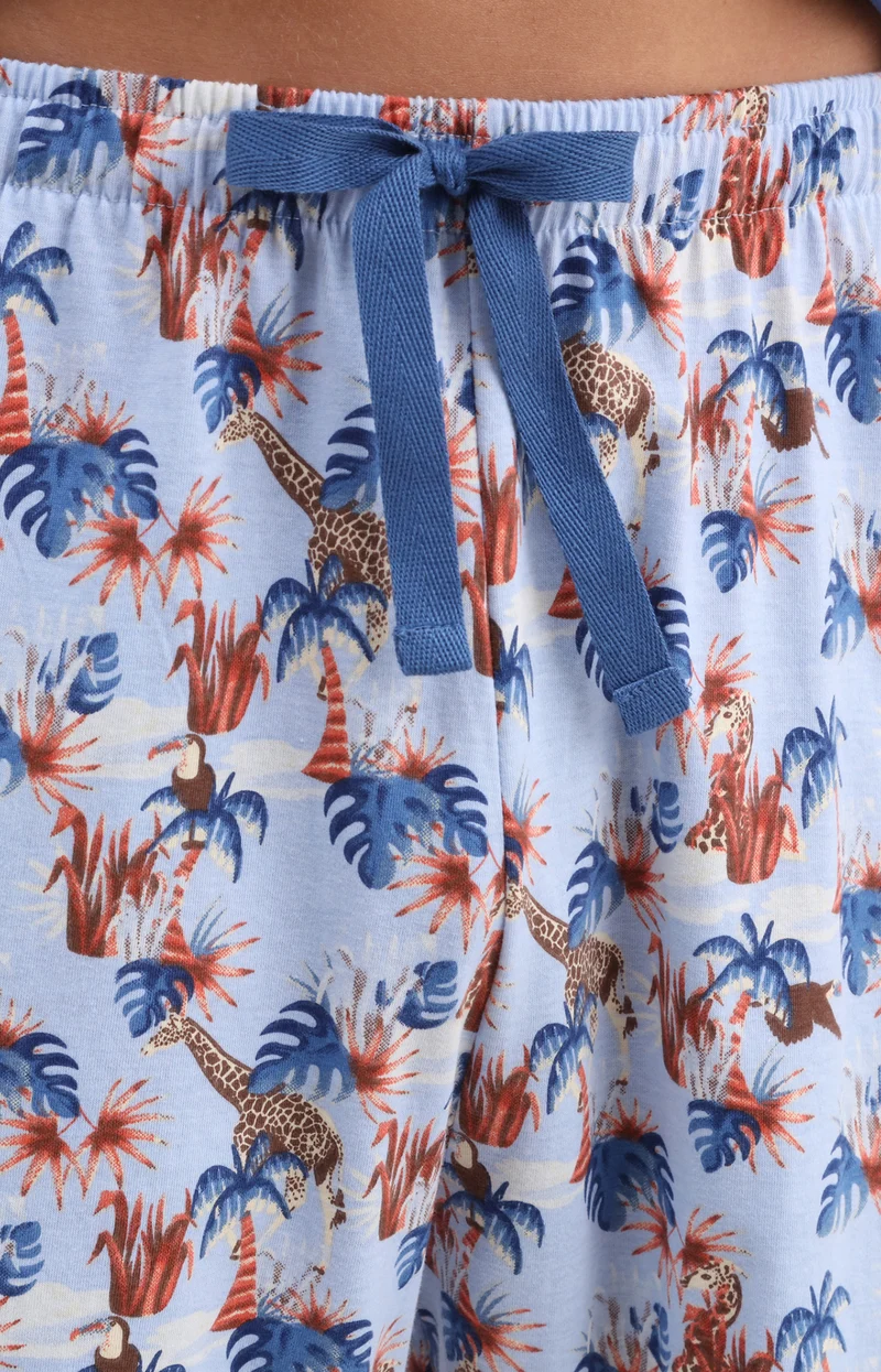 Pyjashort en jersey de coton léger - Oasif bleu