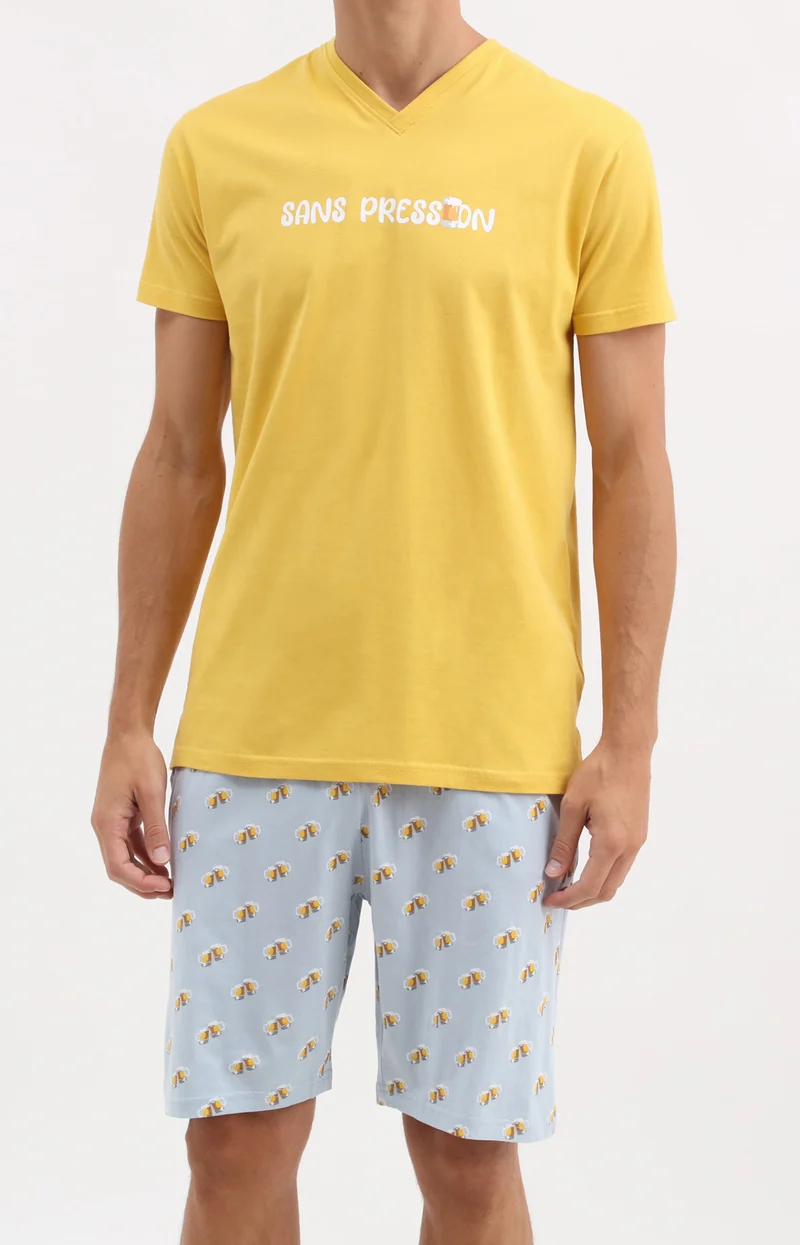 Pyjashort en jersey de coton léger - Bière sans pression