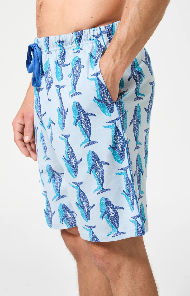 Pyjashort en jersey de coton léger - Pacifique