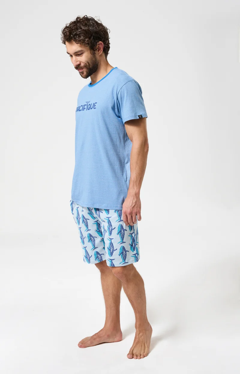 Pyjashort en jersey de coton léger - Pacifique