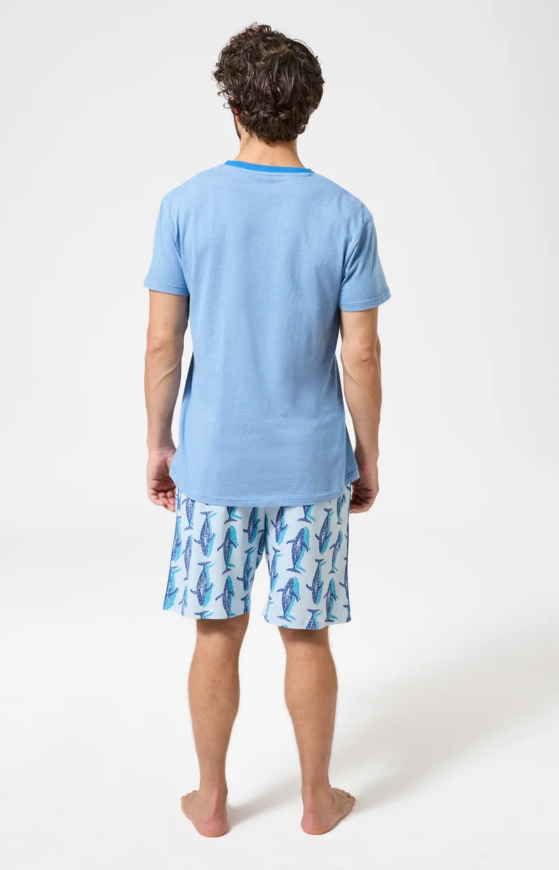 Pyjashort en jersey de coton léger - Pacifique