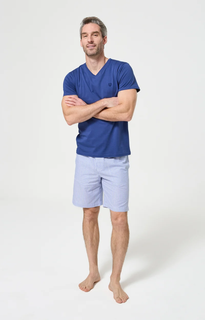 Short en popeline de coton - Rayé