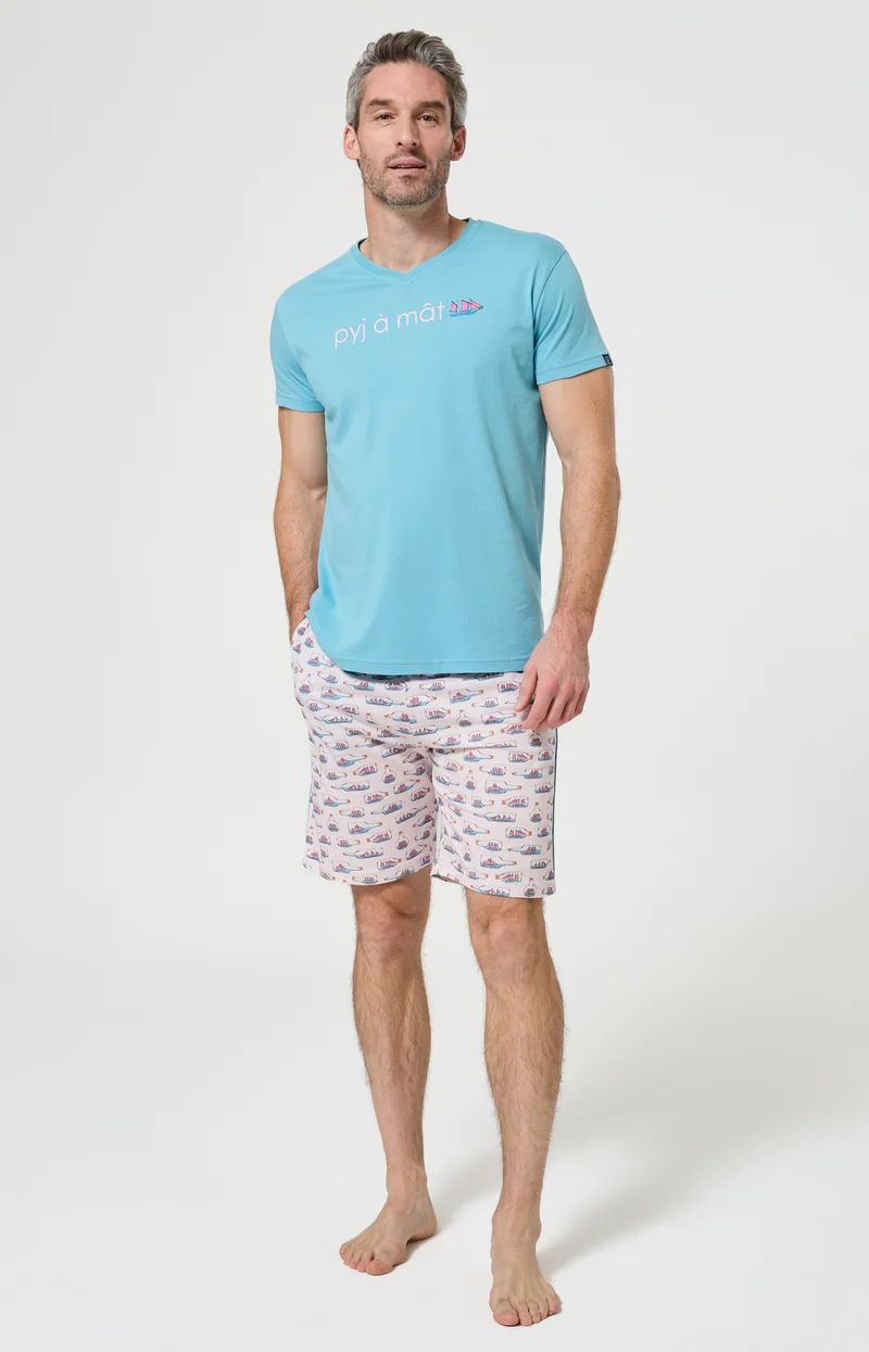 Pyjashort en jersey de coton léger - Pyj à mât