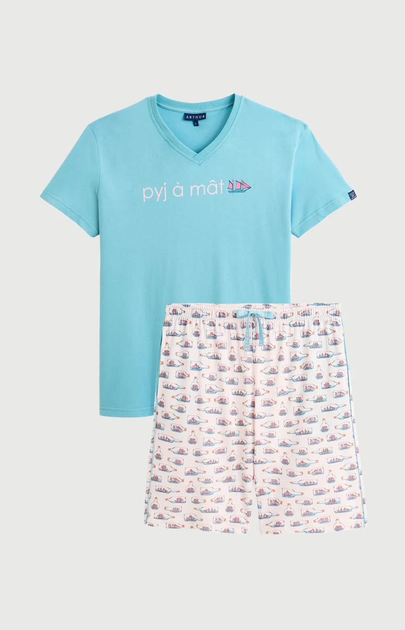 Pyjashort en jersey de coton léger - Pyj à mât