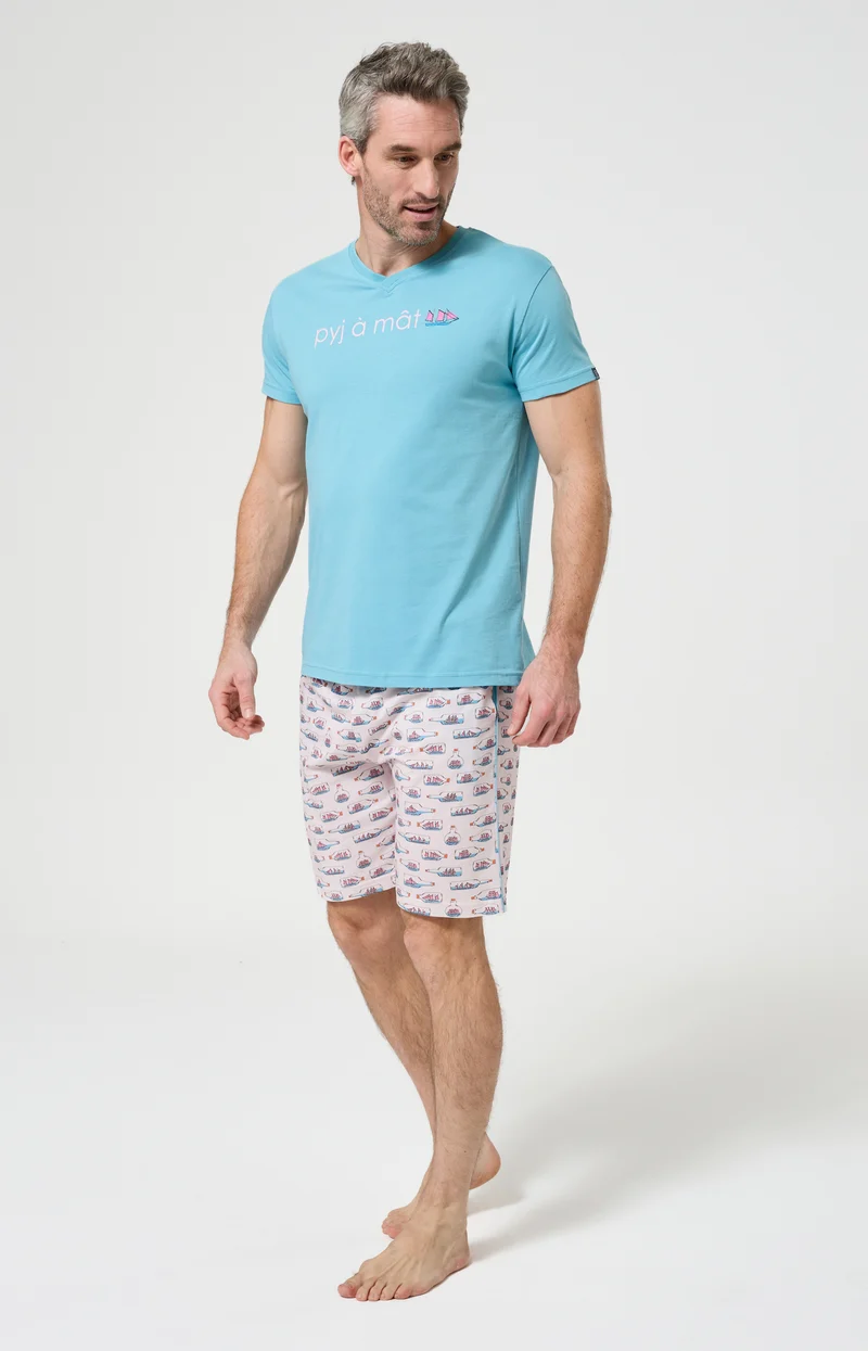 Pyjashort en jersey de coton léger - Pyj à mât