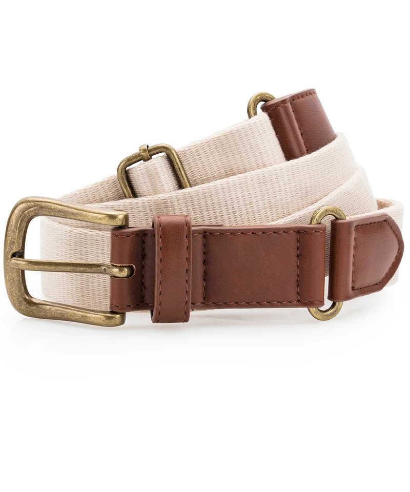 Natural - Faux leather and canvas belt