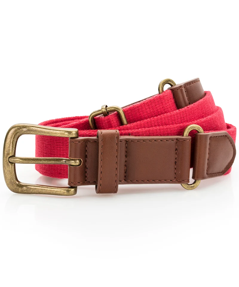 Cherry Red - Faux leather and canvas belt