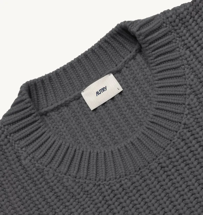 AUTRY SWEAT-SHIRT EN MAILLE UNISEX GRIS MELANGE FONCE