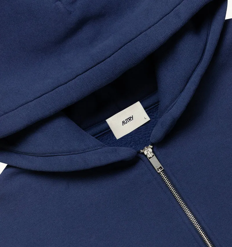 AUTRY SWEAT À CAPUCHE ZIPPÉ UNISEXE BLEU