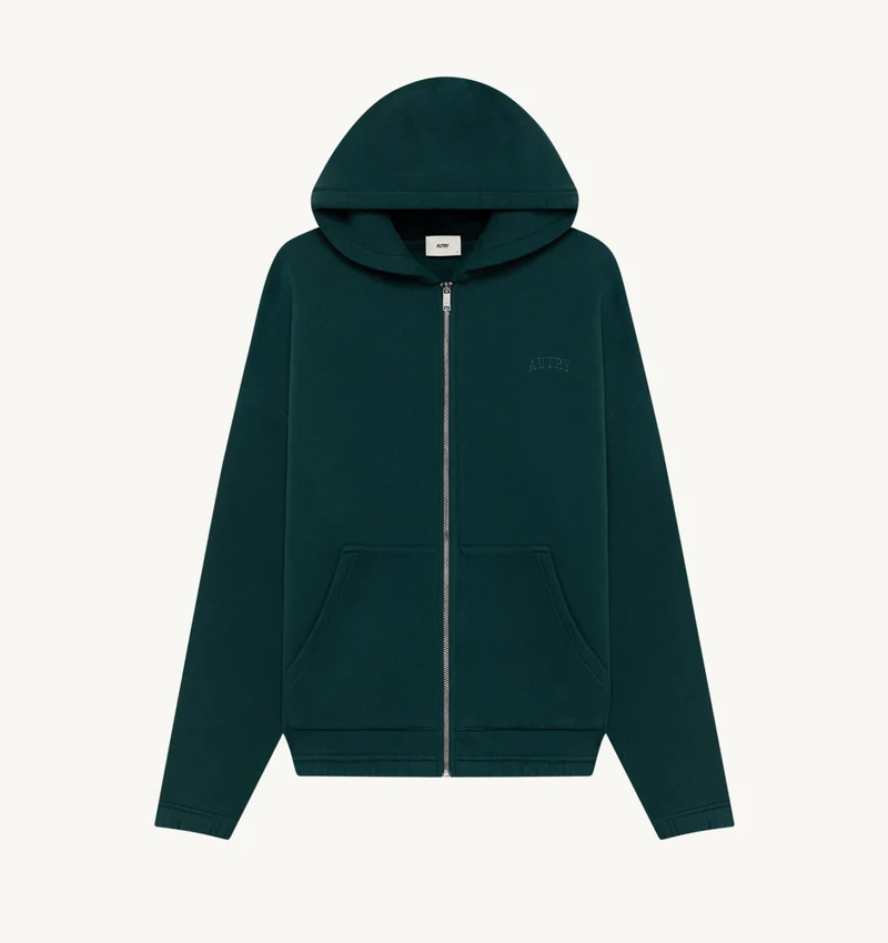 AUTRY SWEAT À CAPUCHE ZIPPÉ UNISEXE VERT