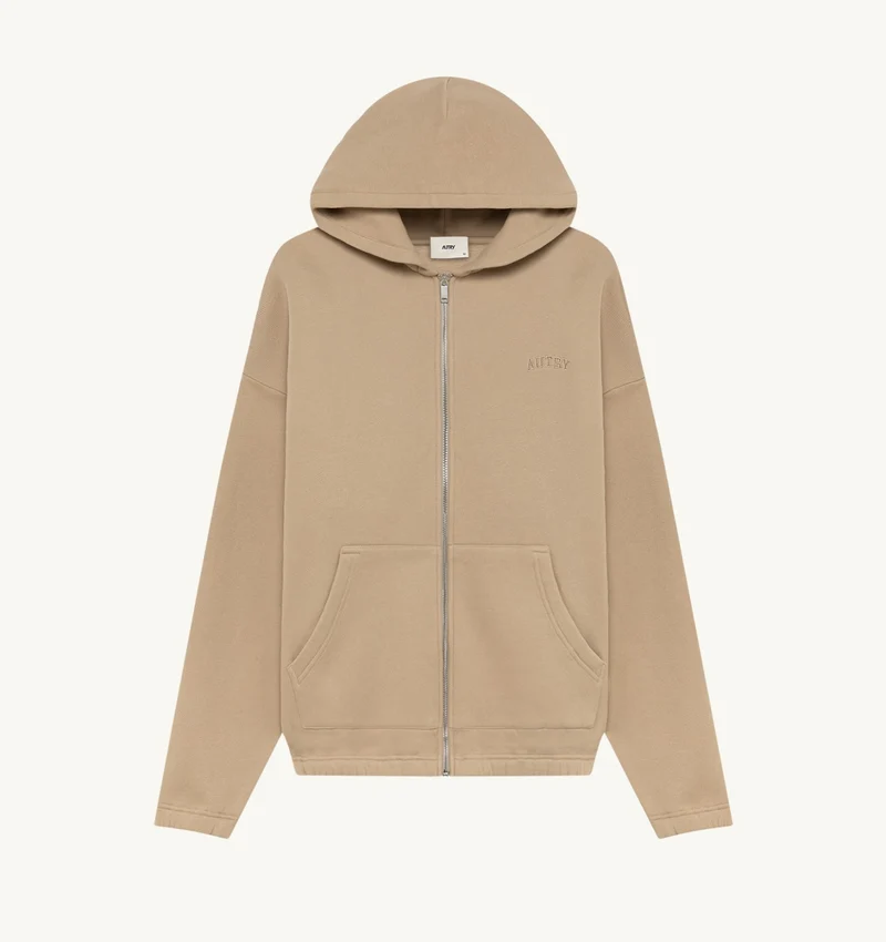 AUTRY SWEAT À CAPUCHE ZIPPÉ UNISEXE BEIGE